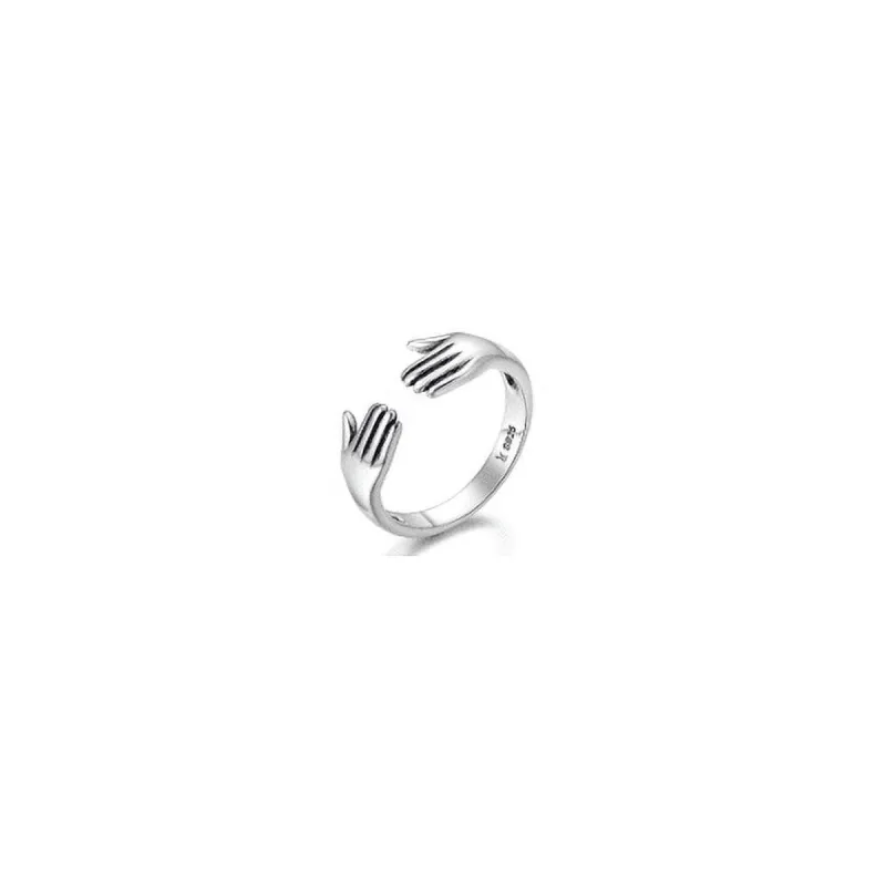 Sterling Silver Hugging Hands Adjustable Ring sold by Zulily