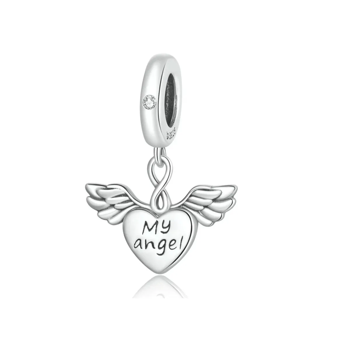 Sterling Silver Heart My Angel With Wings Hanging Charm sold by Zulily