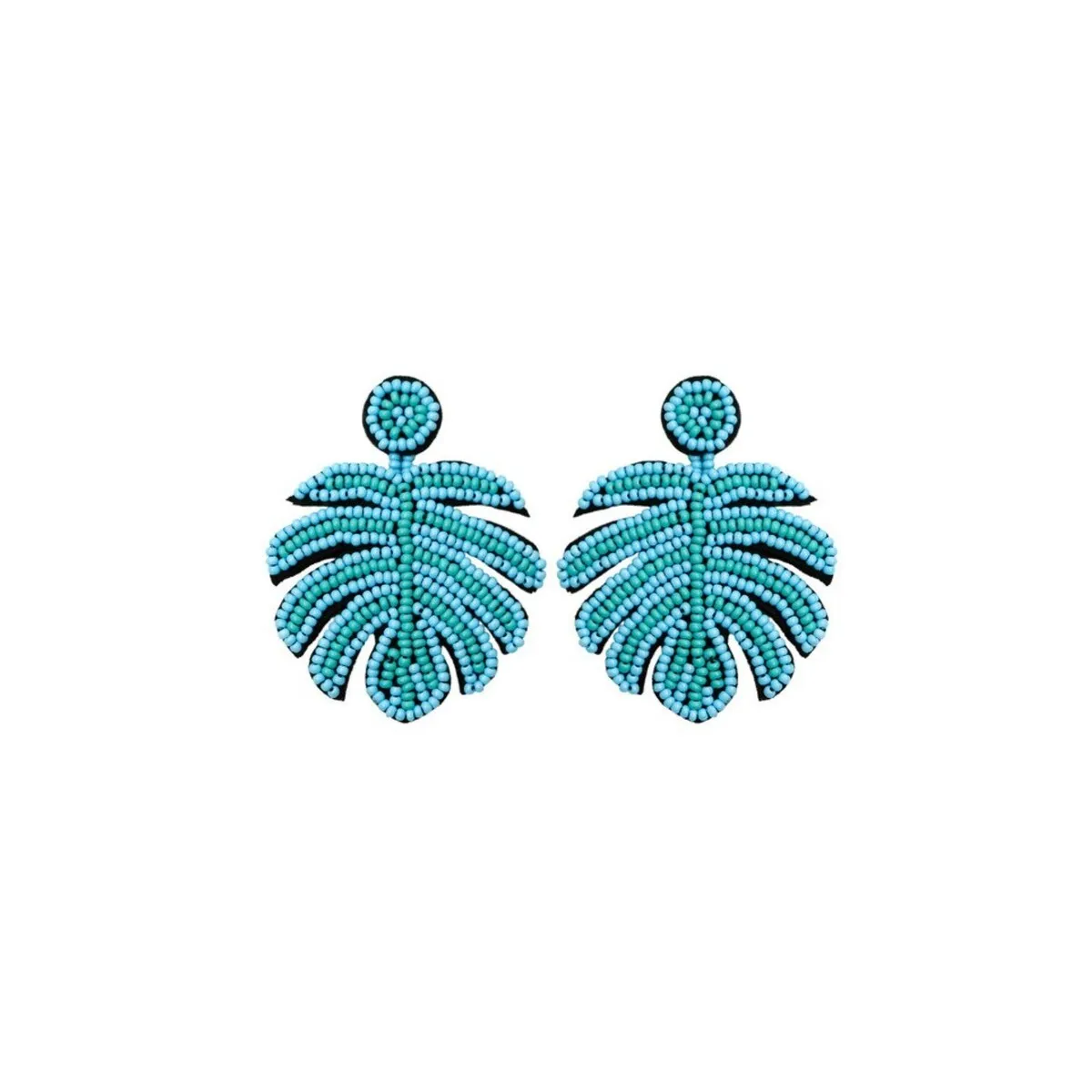 Turquoise Beaded Tropical Leaf Drop Earrings sold by Zulily