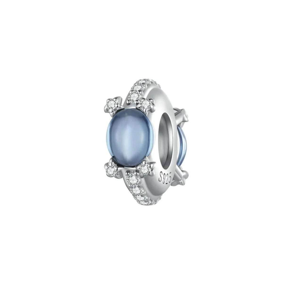Blue Crystal & Sterling Silver Cubic Zirconia-Accent Moon Charm sold by Zulily