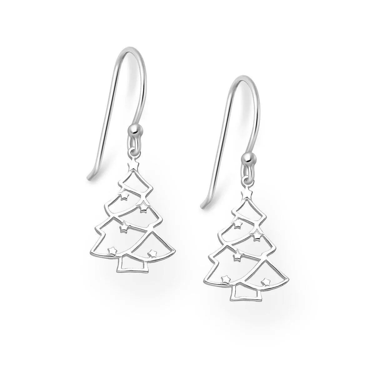 Sterling Silver Openwork Christmas Tree Drop Earrings sold by Zulily