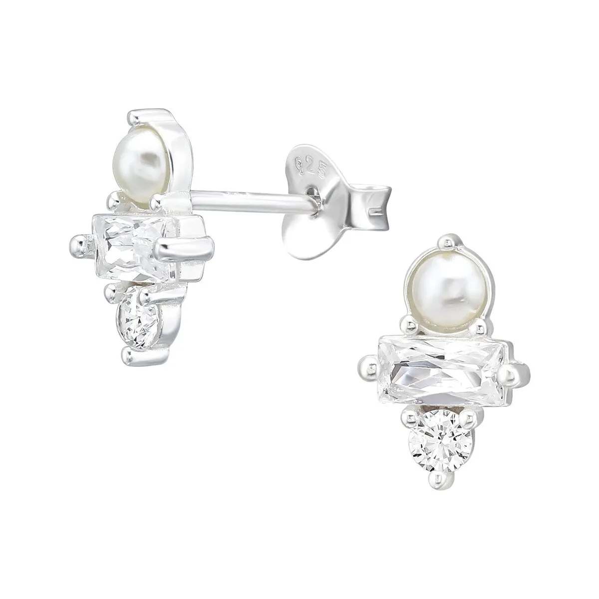 Sterling Silver & Cubic Zirconia Stud Earrings with Pearl sold by Zulily