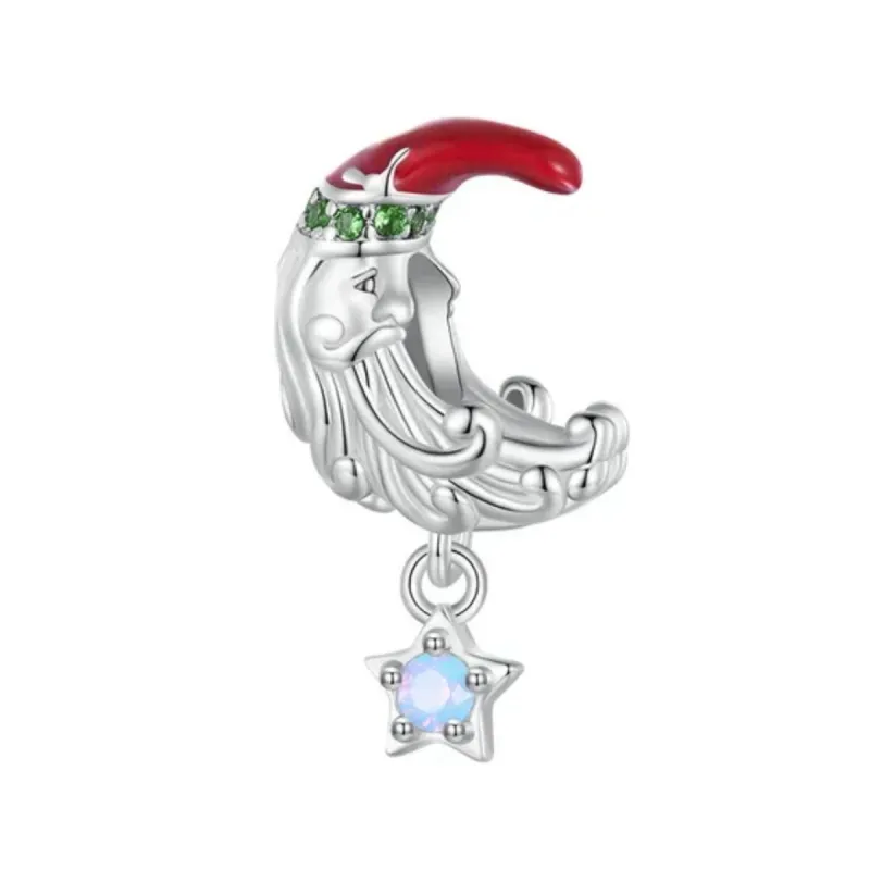 Sterling Silver Old Man on the Moon in Santa Hat with Dangling Star Charm made by Zulily