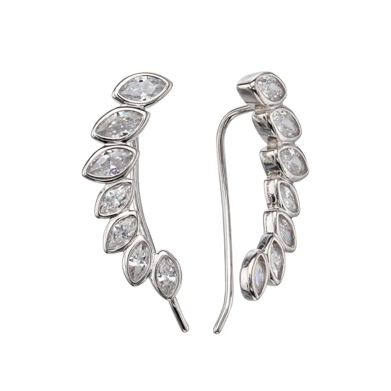 Sterling Silver Marquis Cubic Zirconia Crawler Earrings sold by Zulily