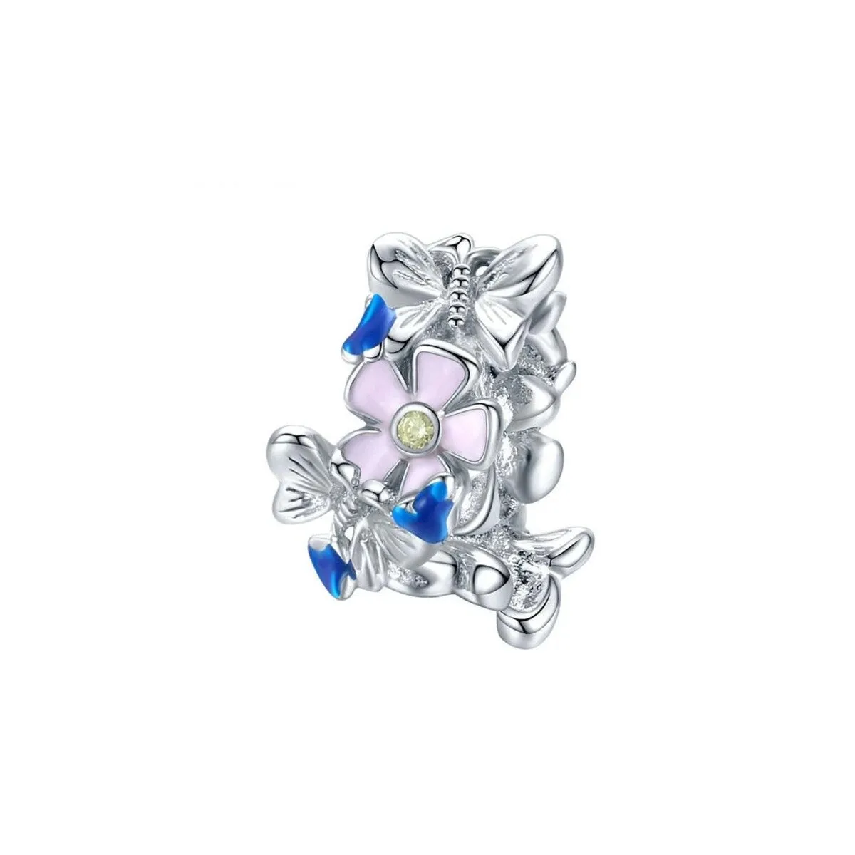 Pink Sterling Silver Butterfly Flower Charm sold by Zulily