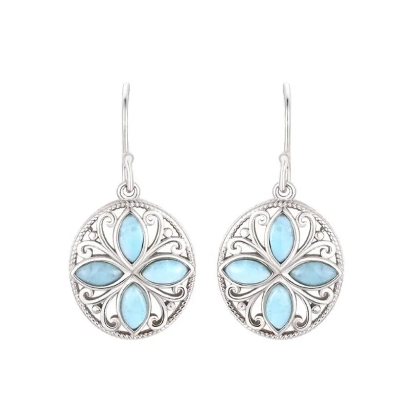 Sky Blue Larimar & Sterling Silver Clover Drop Earrings sold by Zulily