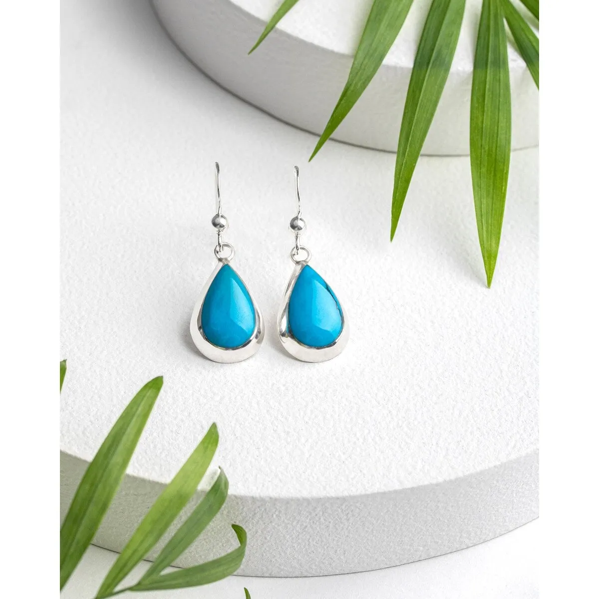 Blue Turquoise Sterling Silver Teardrop Earrings sold by Zulily