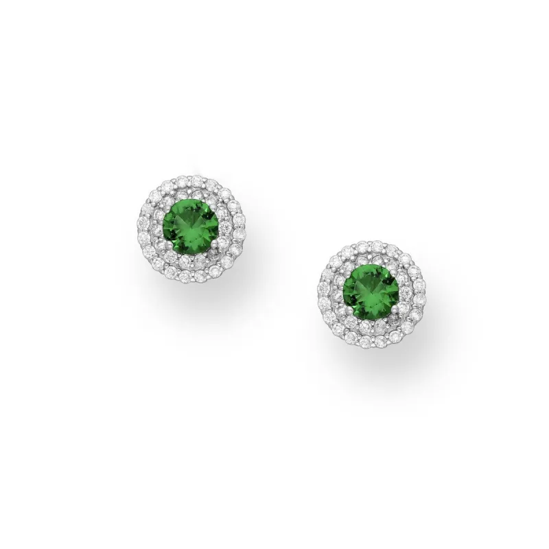 Sterling Silver & Green Cubic Zirconia Round Stud Earrings sold by Zulily