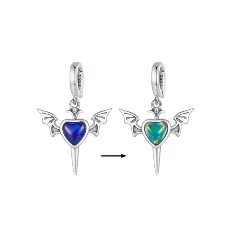 Purple & Sterling Silver Winged Heart Color-Changing Charm sold by Zulily