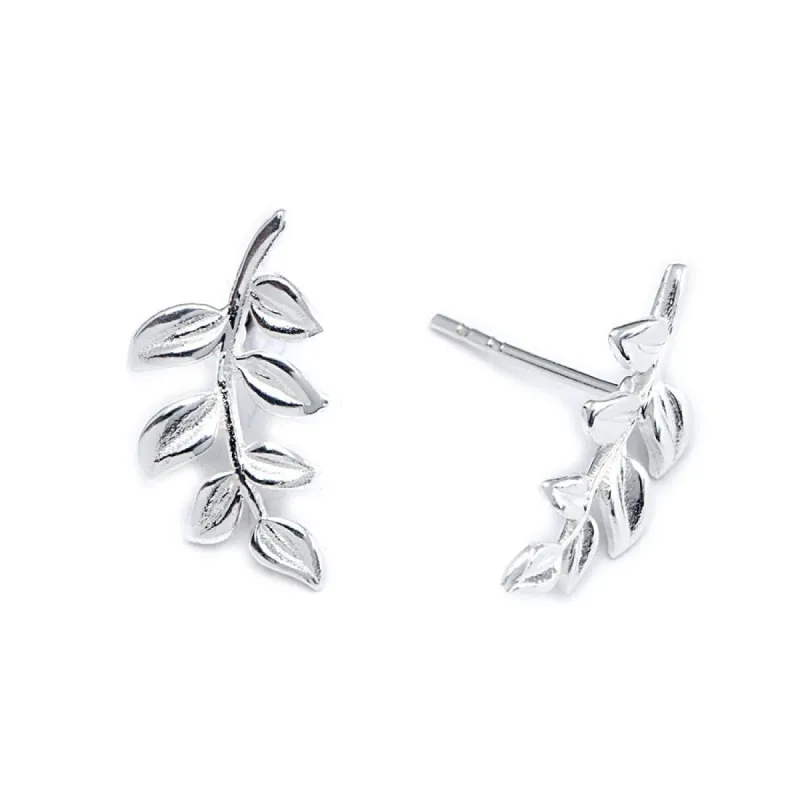 Sterling Silver Leaf-On-Vine Stud Earrings sold by Zulily