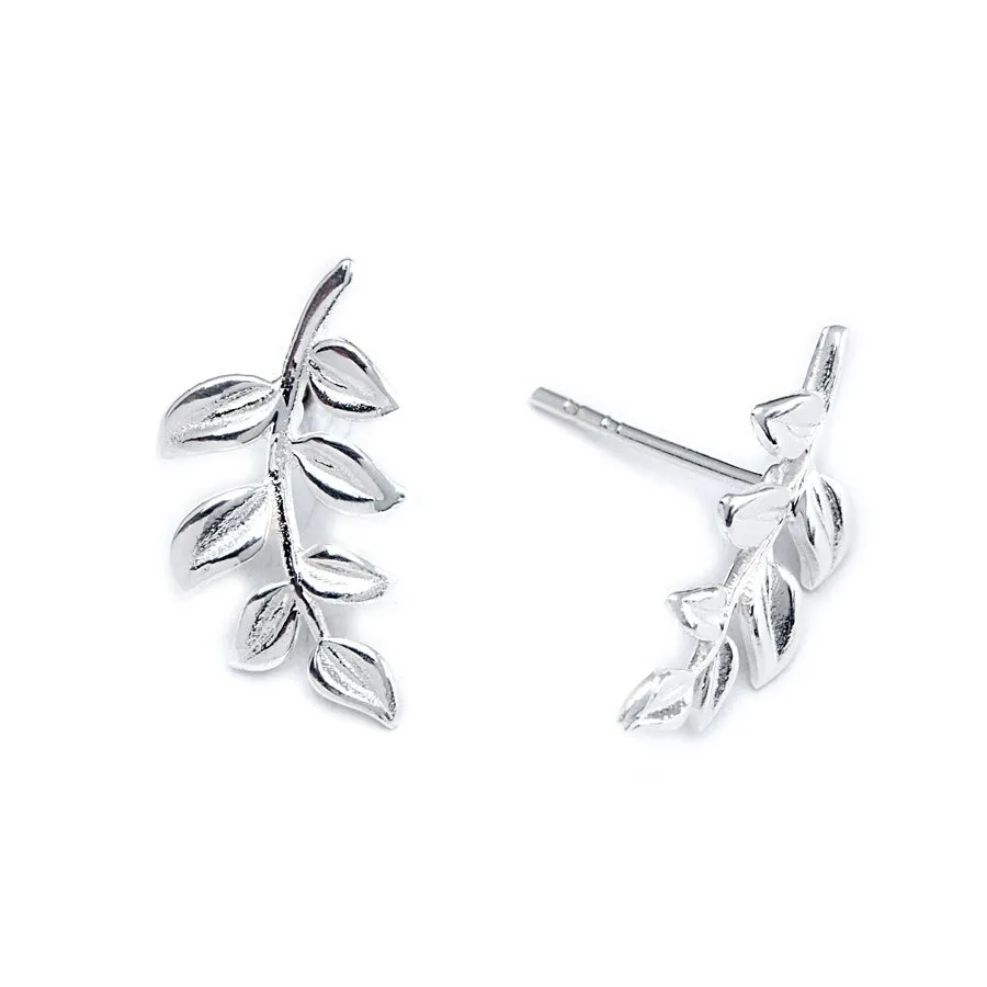 Sterling Silver Leaf-On-Vine Stud Earrings sold by Zulily
