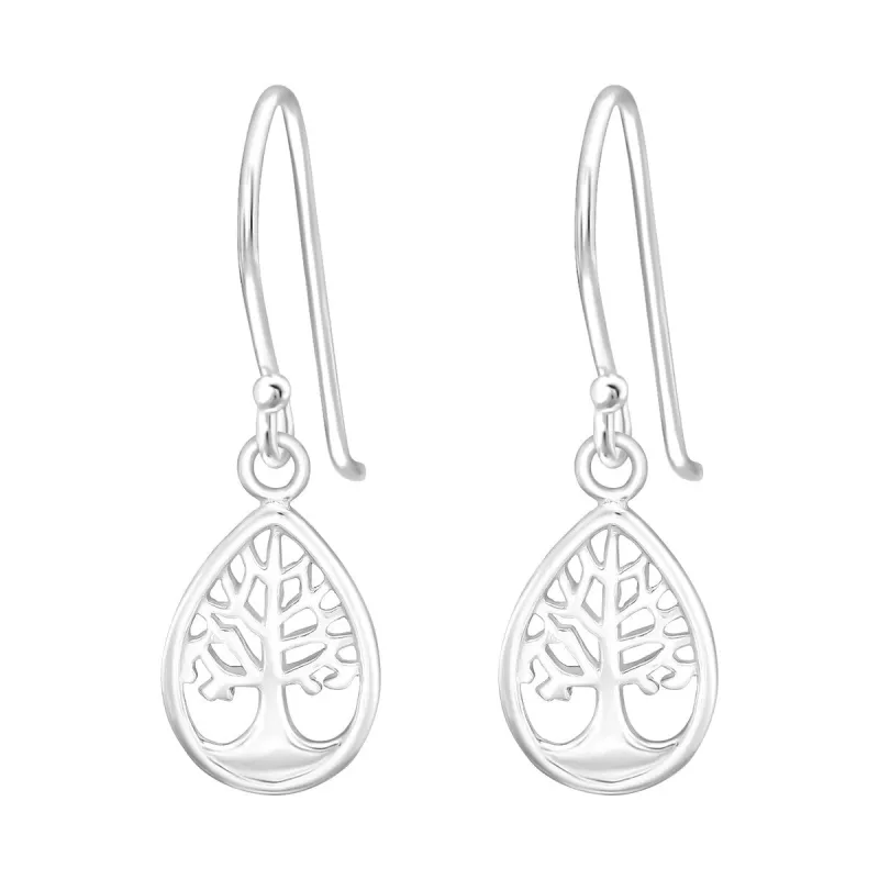 Sterling Silver Tree of Life Pear Drop Earrings sold by Zulily