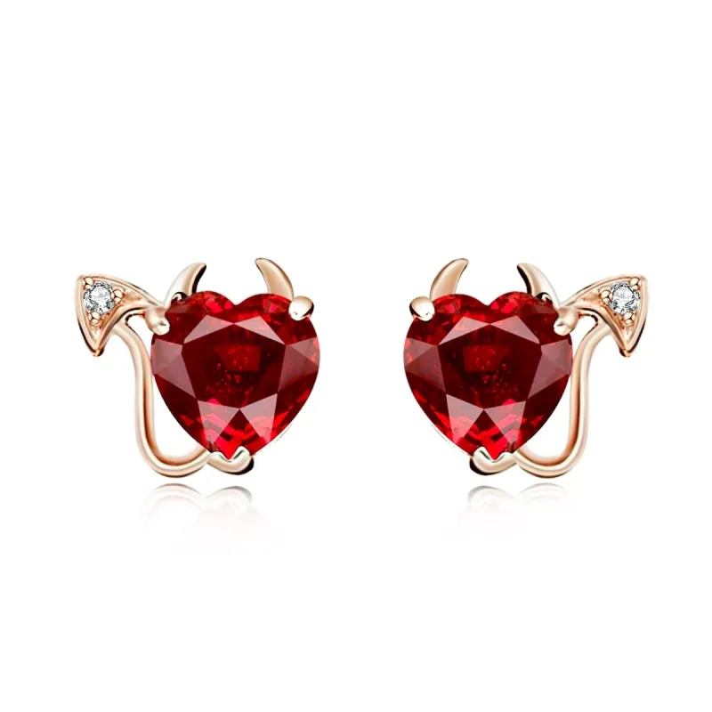 18K Gold Plated and Ruby Stud Devil Earrings sold by Zulily