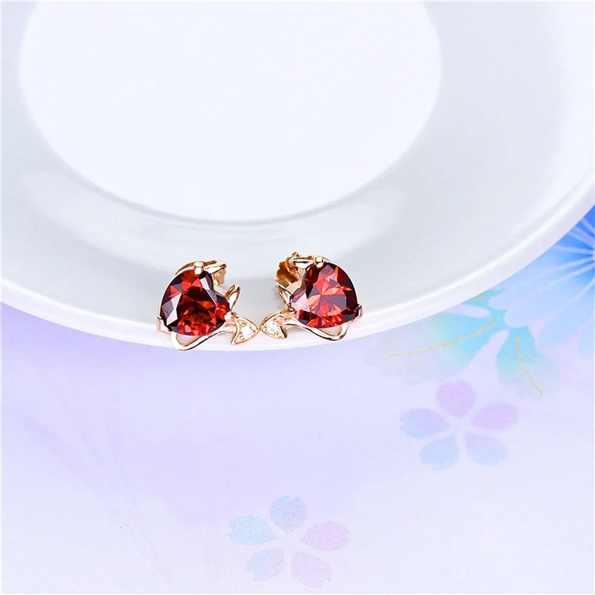 18K Gold Plated and Ruby Stud Devil Earrings sold by Zulily product image thumbnail 3