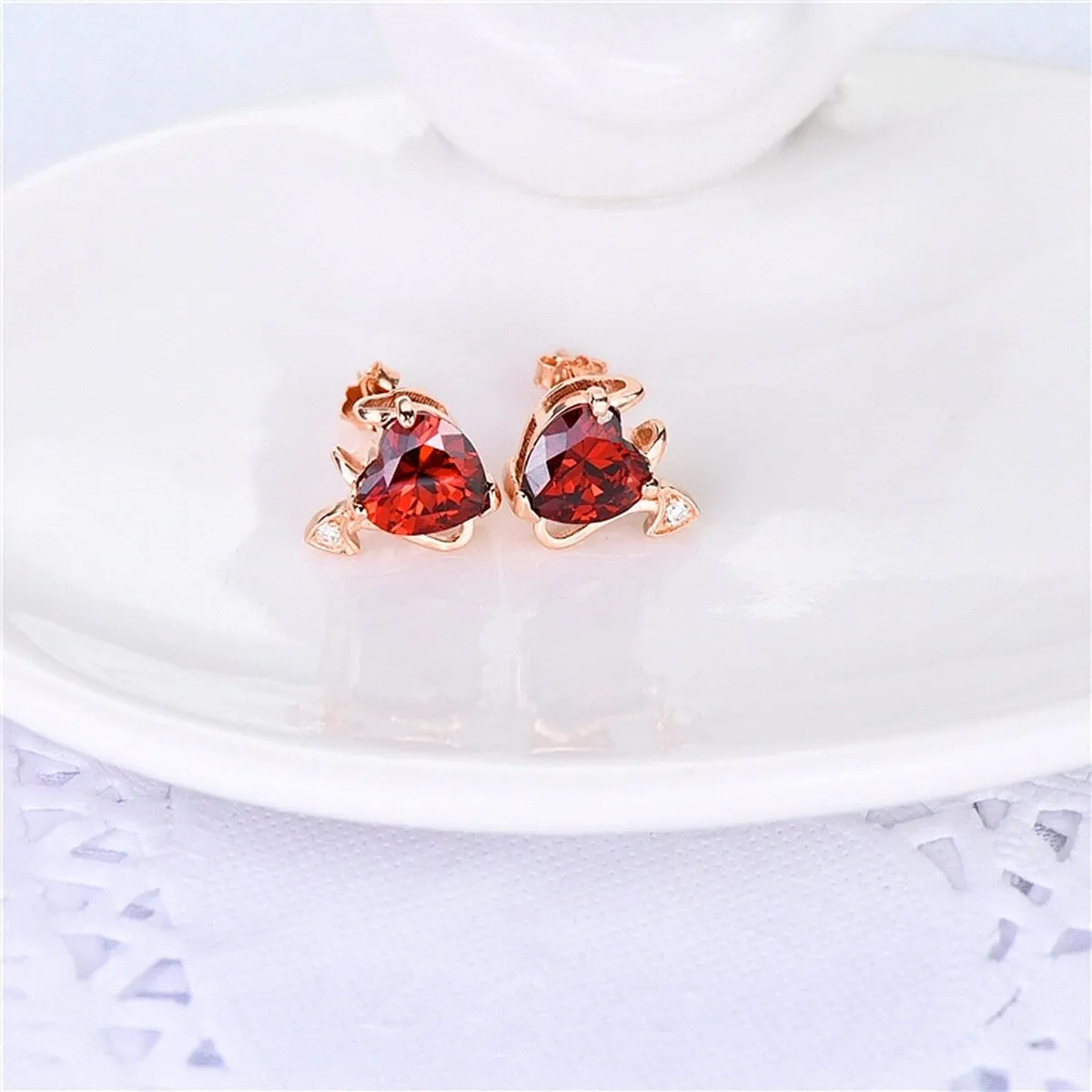 18K Gold Plated and Ruby Stud Devil Earrings sold by Zulily product image thumbnail 2