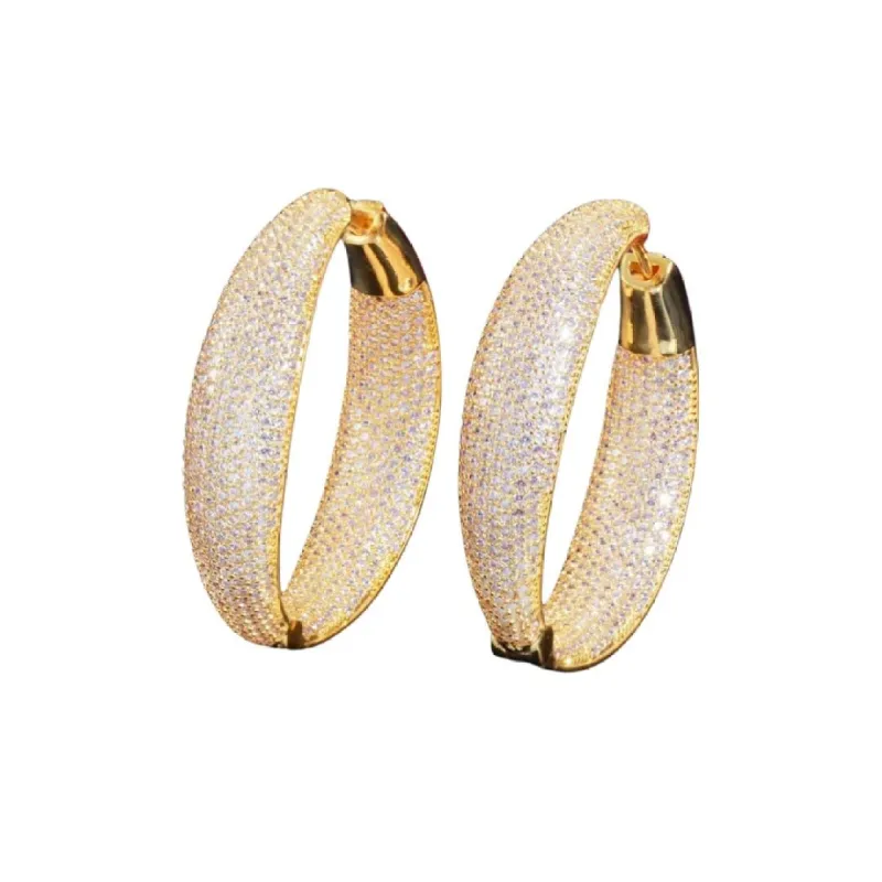 Goldtone & Dual Sided Cz Statement Hoop Earrings sold by Zulily
