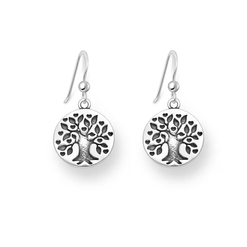 Sterling Silver Oxidized Tree of Life Drop Earrings sold by Zulily