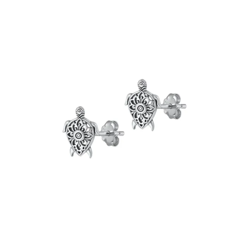 Sterling Silver Mandala Turtle Stud Earrings sold by Zulily