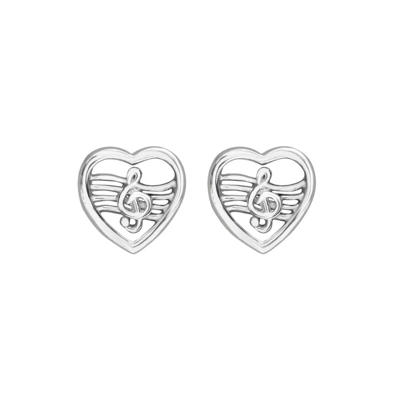 Sterling Silver Music Heart Stud Earrings made by Zulily