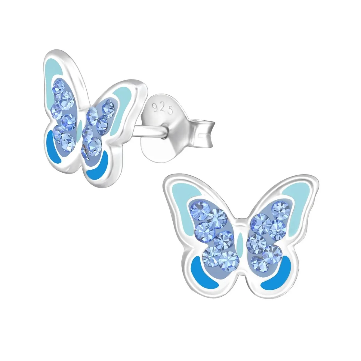 Sterling Silver & Cubic Zirconia Blue Butterfly Stud Earrings sold by Zulily