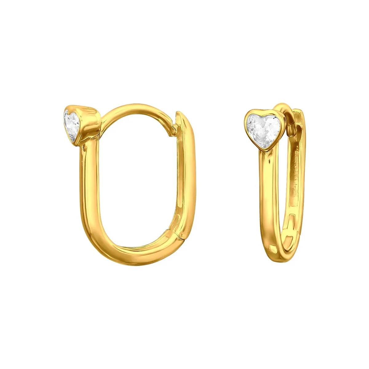 Cubic Zirconia & Sterling Silver Gold-Plated Heart Huggie Earrings sold by Zulily