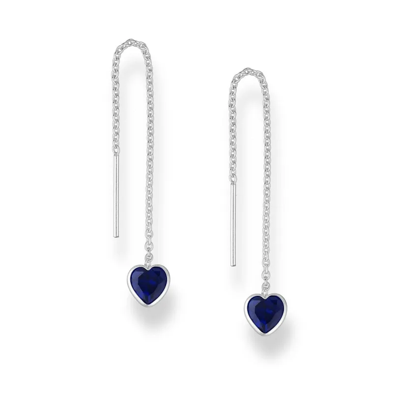 Sterling Silver Sapphire Cubic Zirconia Heart Threader Earrings sold by Zulily