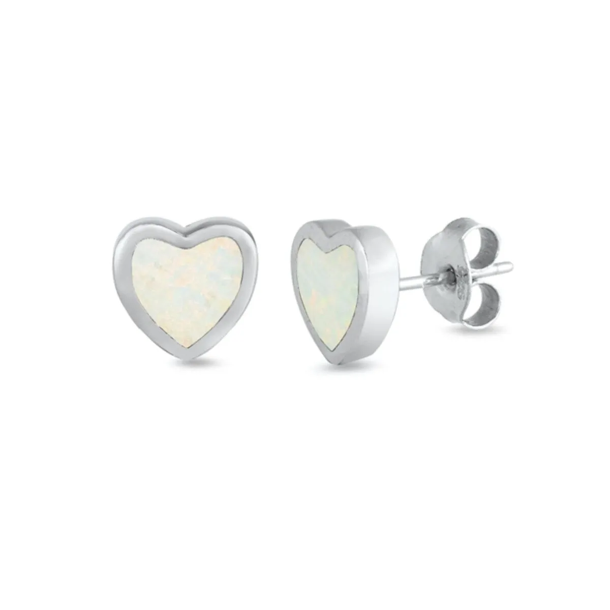 Sterling Silver White Opal Heart Stud Earrings - 6mm sold by Zulily