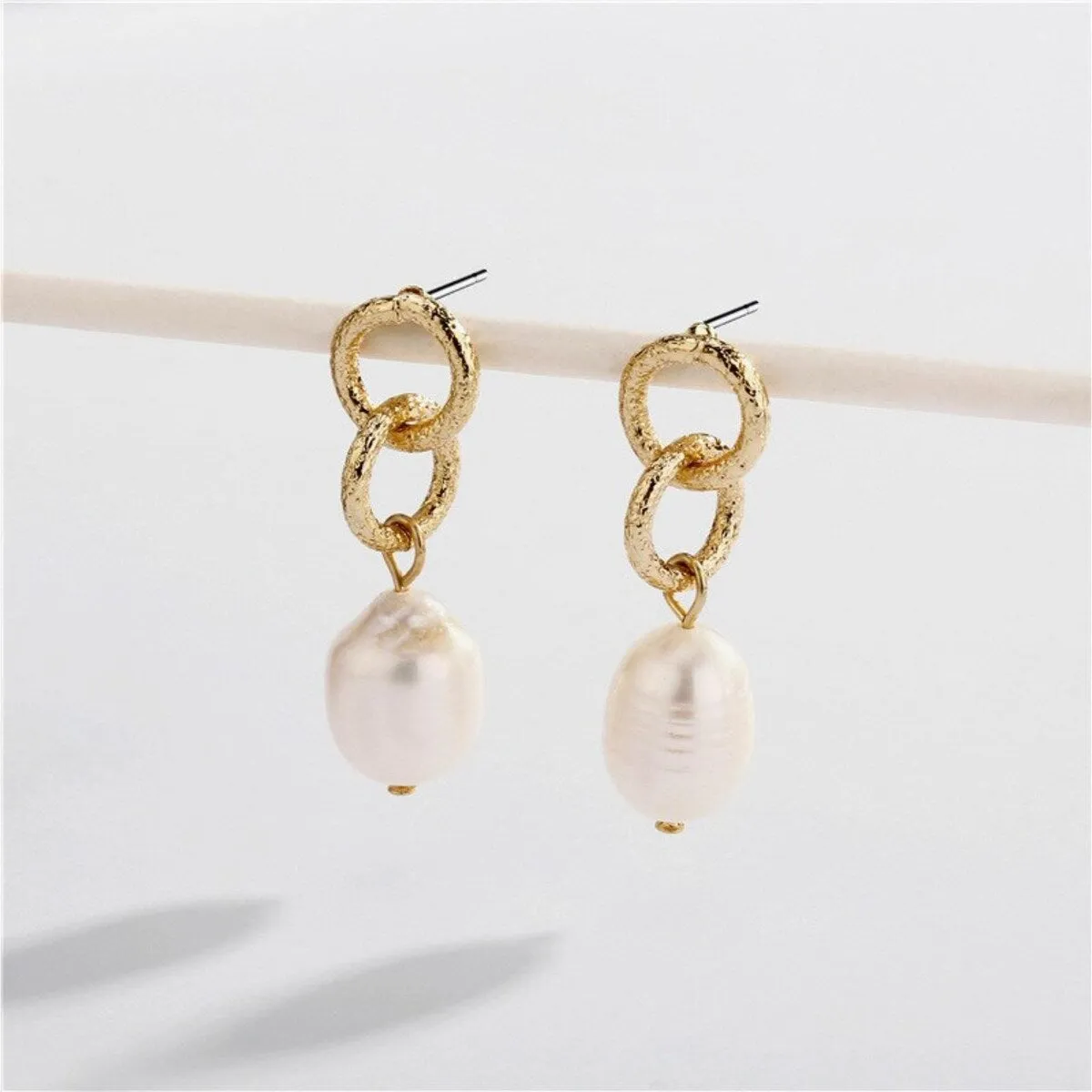 Goldtone Chain & Freshwater Pearl Drop Earrings sold by Zulily