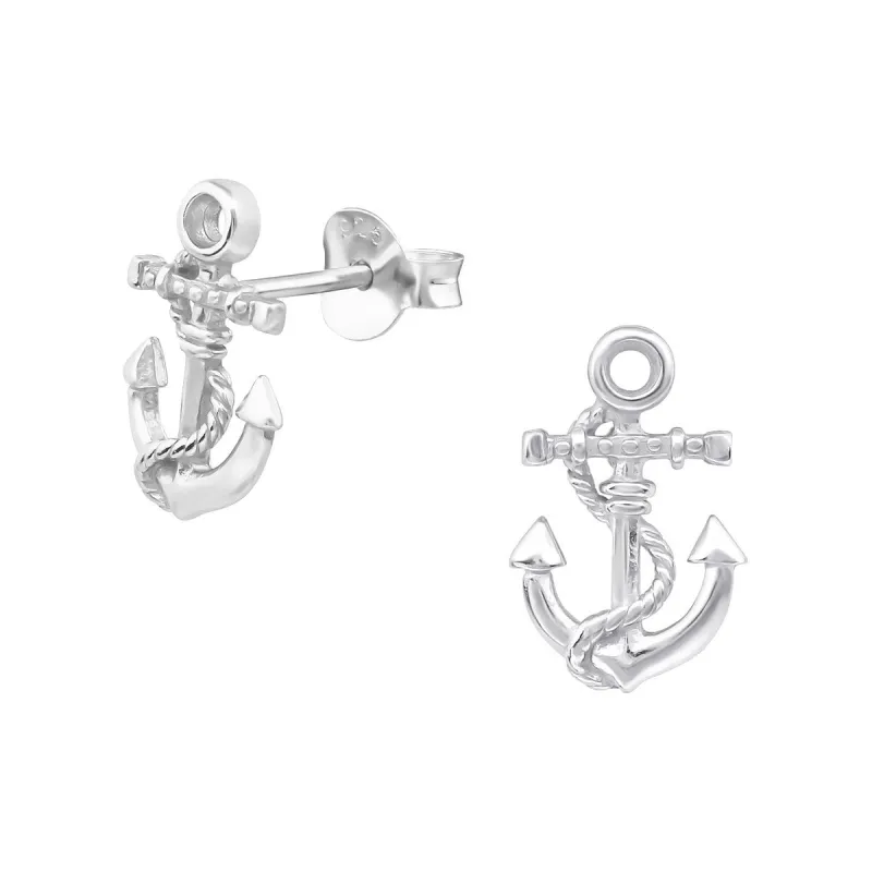 Sterling Silver Roped Anchor Stud Earrings sold by Zulily