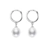 Sterling Silver White Freshwater Pearl Hooped Earrings sold by Zulily