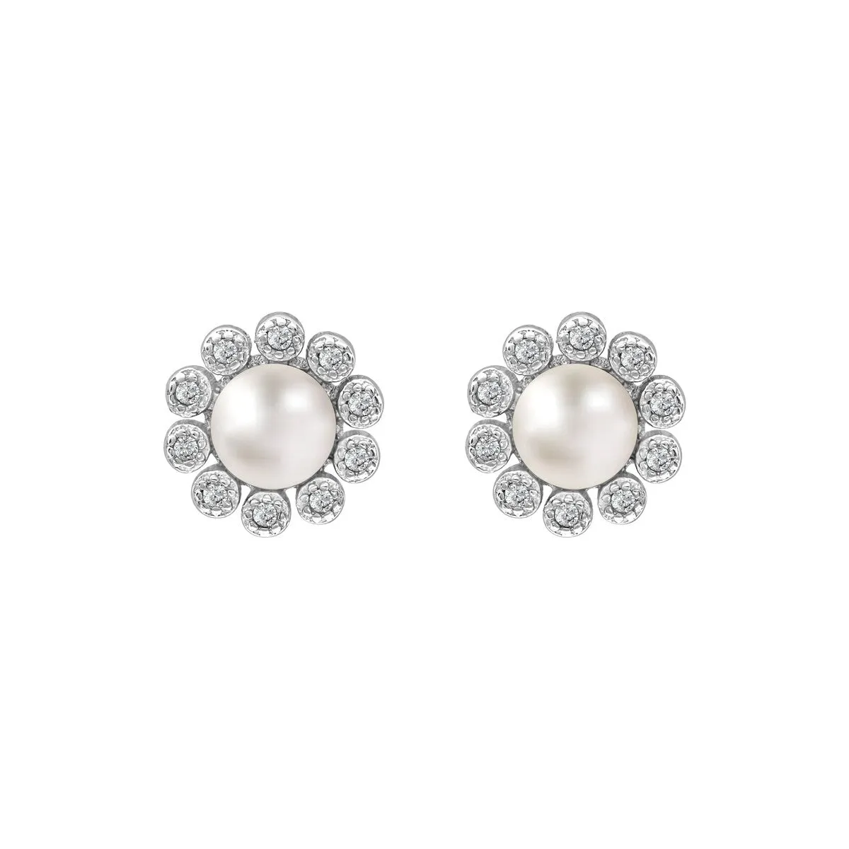 Sterling Silver & Cubic Zirconia Flower Stud Earrings with Pearl sold by Zulily