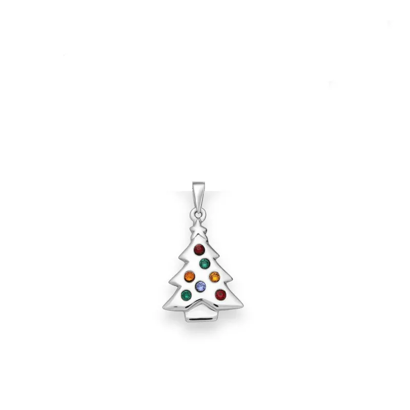 Sterling Silver Multi Colored Cubic Zirconia Christmas Tree Pendant sold by Zulily