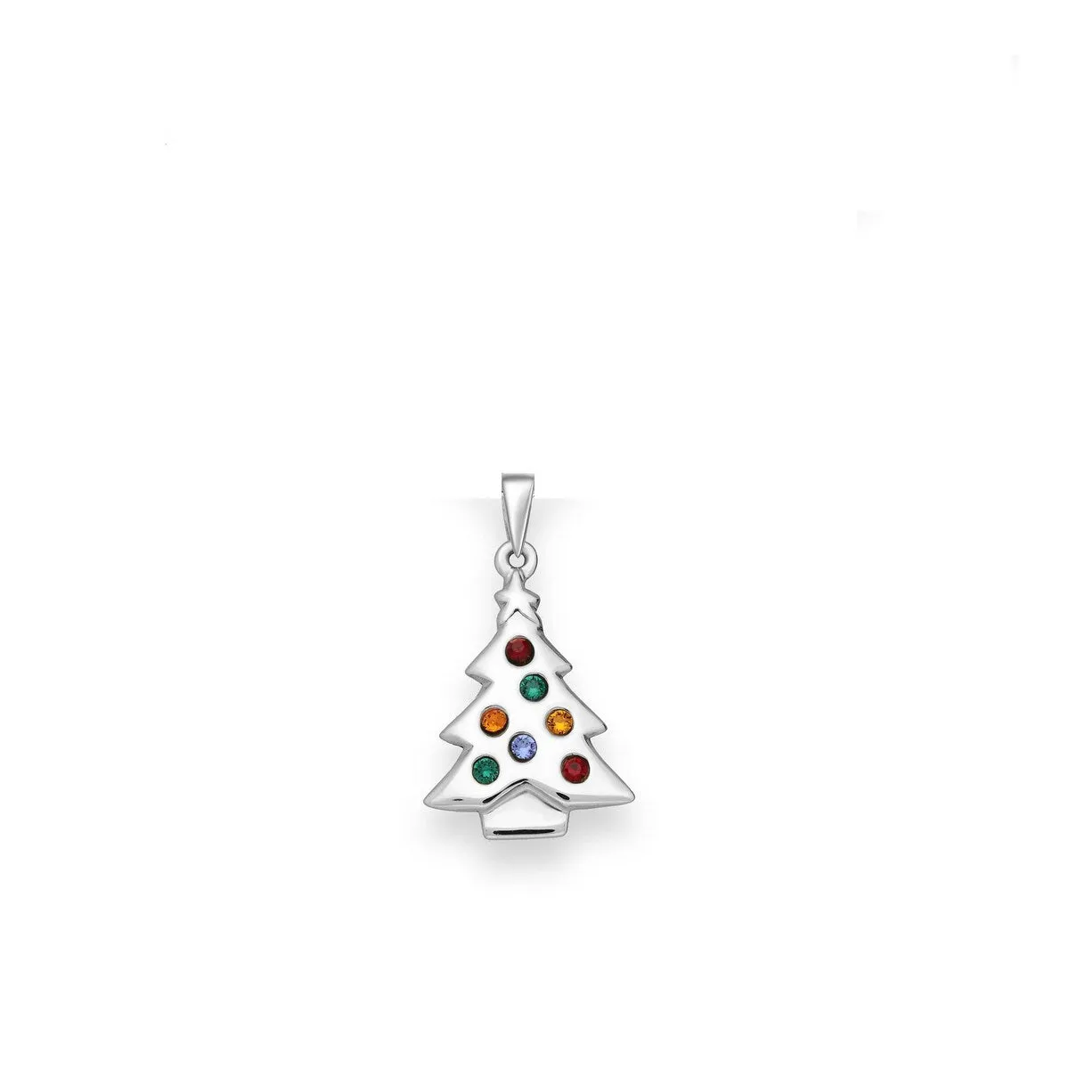Sterling Silver Multi Colored Cubic Zirconia Christmas Tree Pendant sold by Zulily