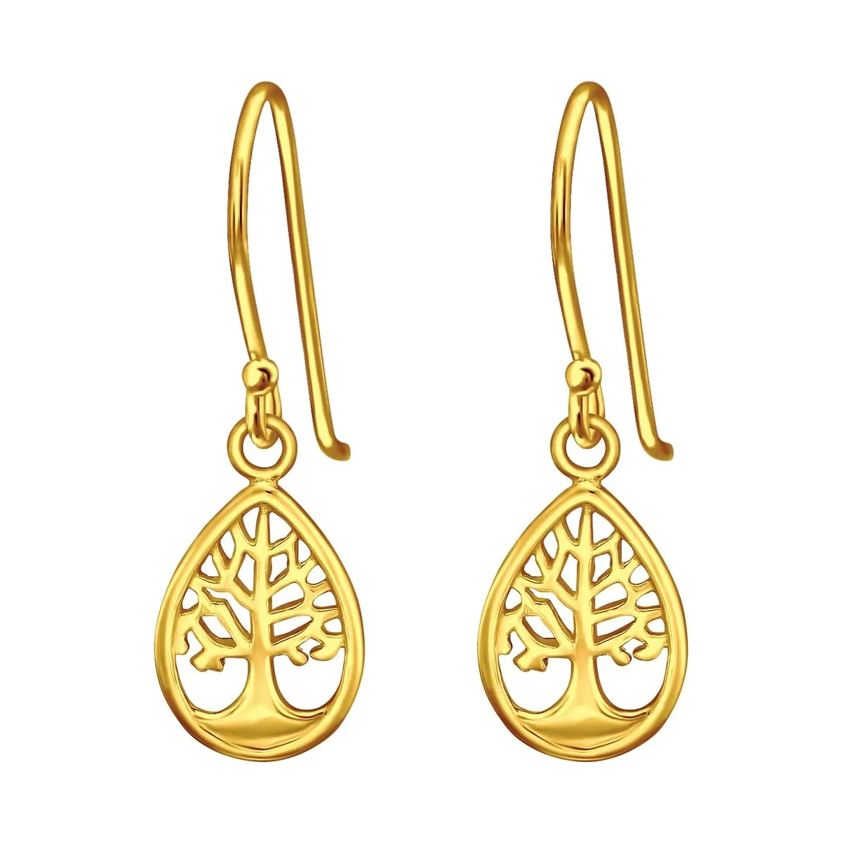 Sterling Silver 18k Gold -Plated Tree Of Life Drop Earrings sold by Zulily