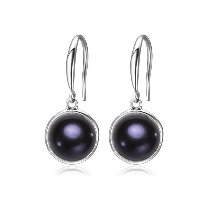 Black Freshwater Pearl Circular Drop Earrings sold by Zulily