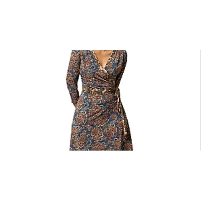 Leota Banded Perfect Wrap Dress Blue Size Xxl sold by Zulily