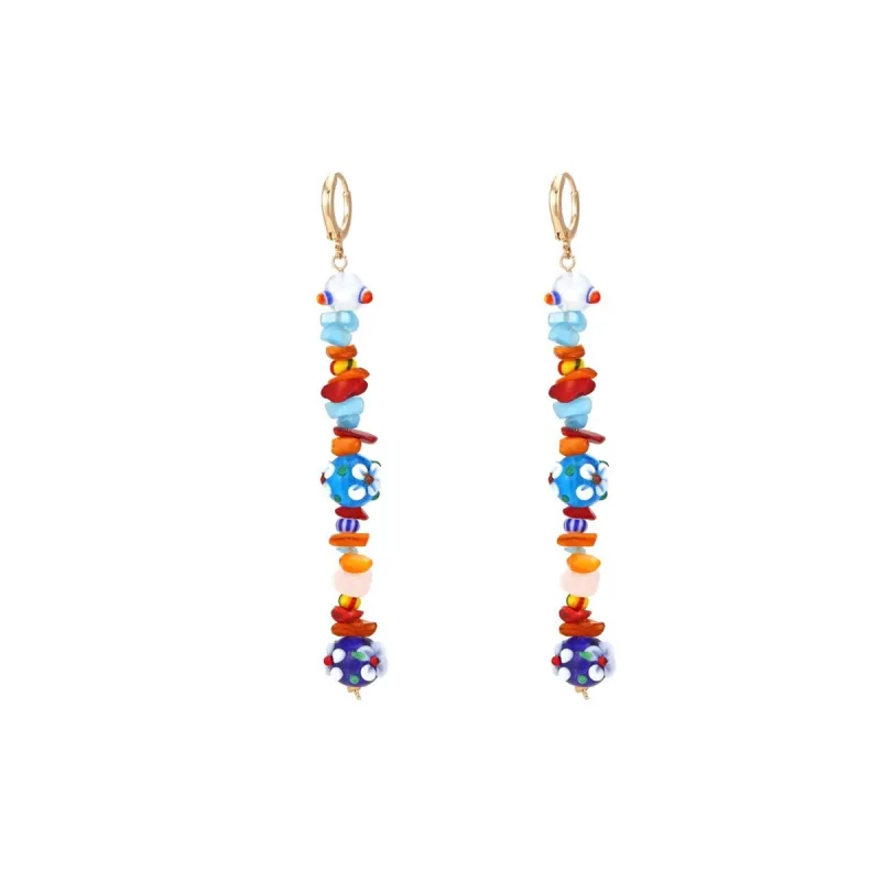 Multi Colored Floral Beaded Drop Earrings sold by Zulily