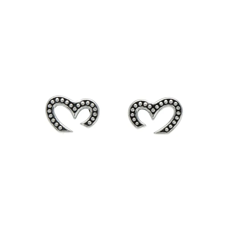 Sterling Silver Bali Dotted Half Heart Stud Earrings sold by Zulily