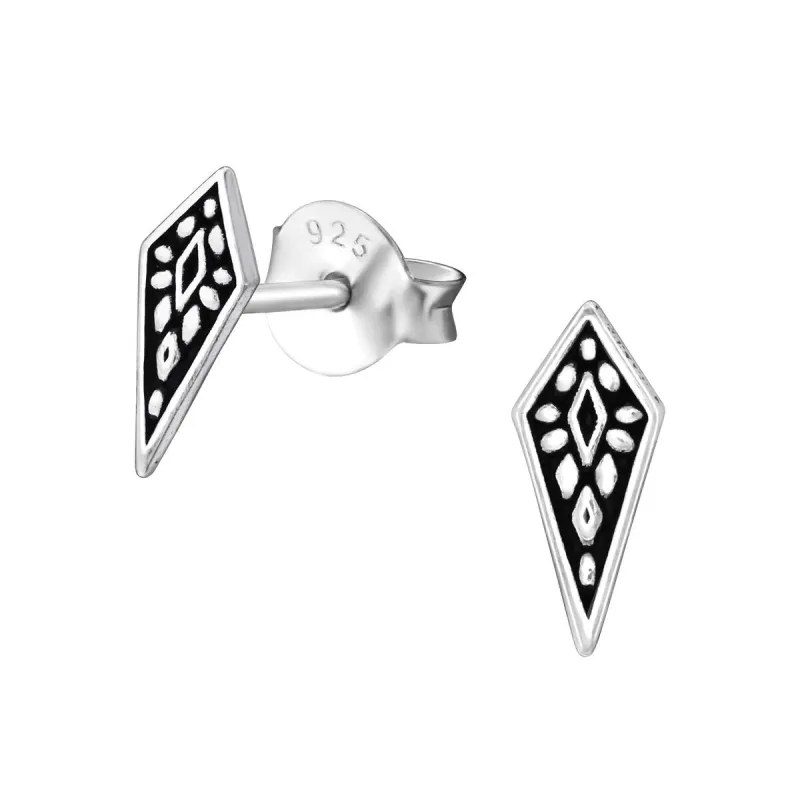 Oxidized Sterling Silver Diamond Shaped Stud Earrings sold by Zulily