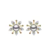 Gray Freshwater Pearl & Cubic Zirconia Flower Stud Earrings sold by Zulily