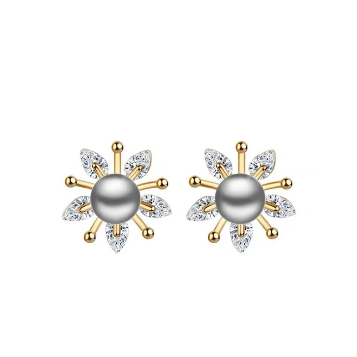 Gray Freshwater Pearl & Cubic Zirconia Flower Stud Earrings sold by Zulily