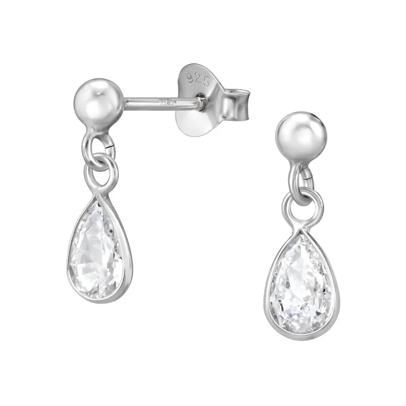 Sterling Silver Platinum Dainty Drop Stud Earrings sold by Zulily