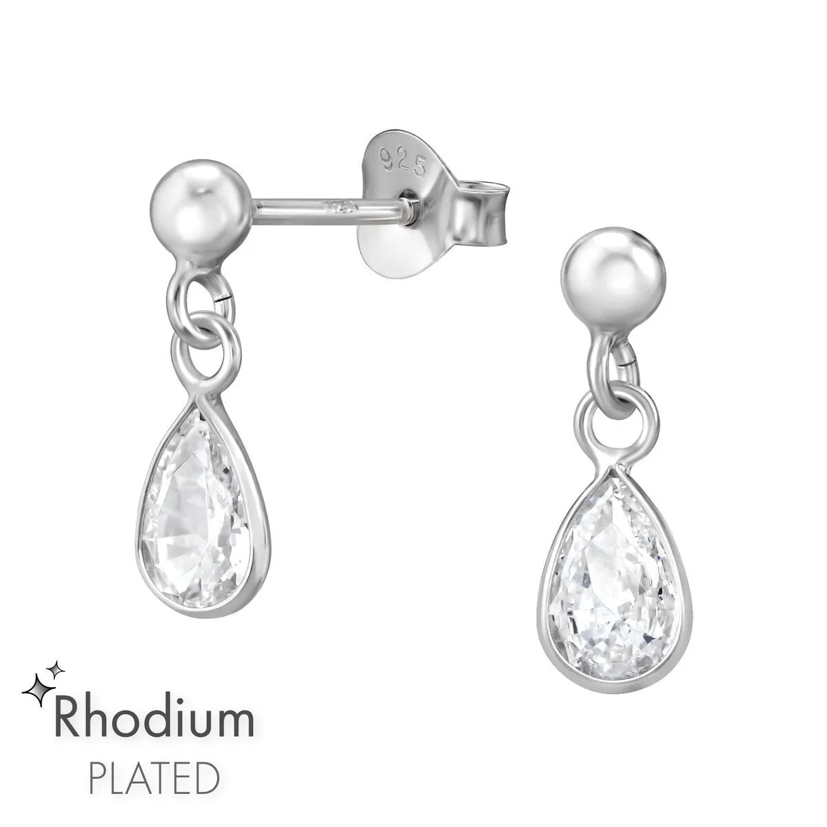 Sterling Silver Platinum Dainty Drop Stud Earrings sold by Zulily product image thumbnail 2