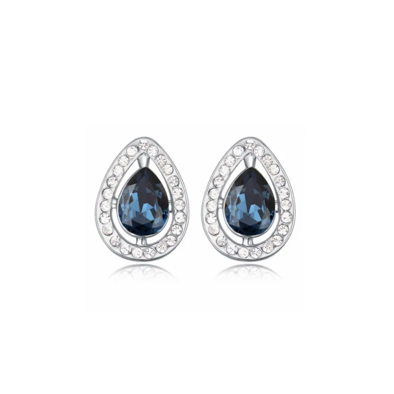 Silvertone Montana Blue Swarovski Crystals Teardrop Earrings sold by Zulily