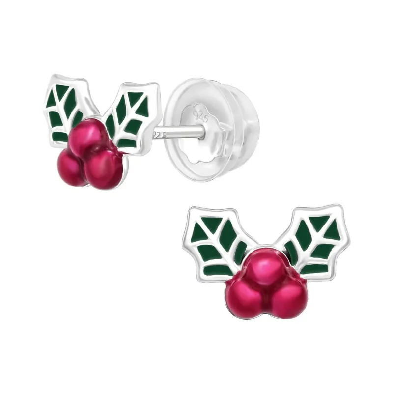 Sterling Silver Holly Berry Dainty Stud Earrings made by Zulily
