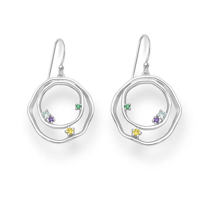 Sterling Silver Multi-colored Cubic Zirconia Open Circle Drop Earrings sold by Zulily