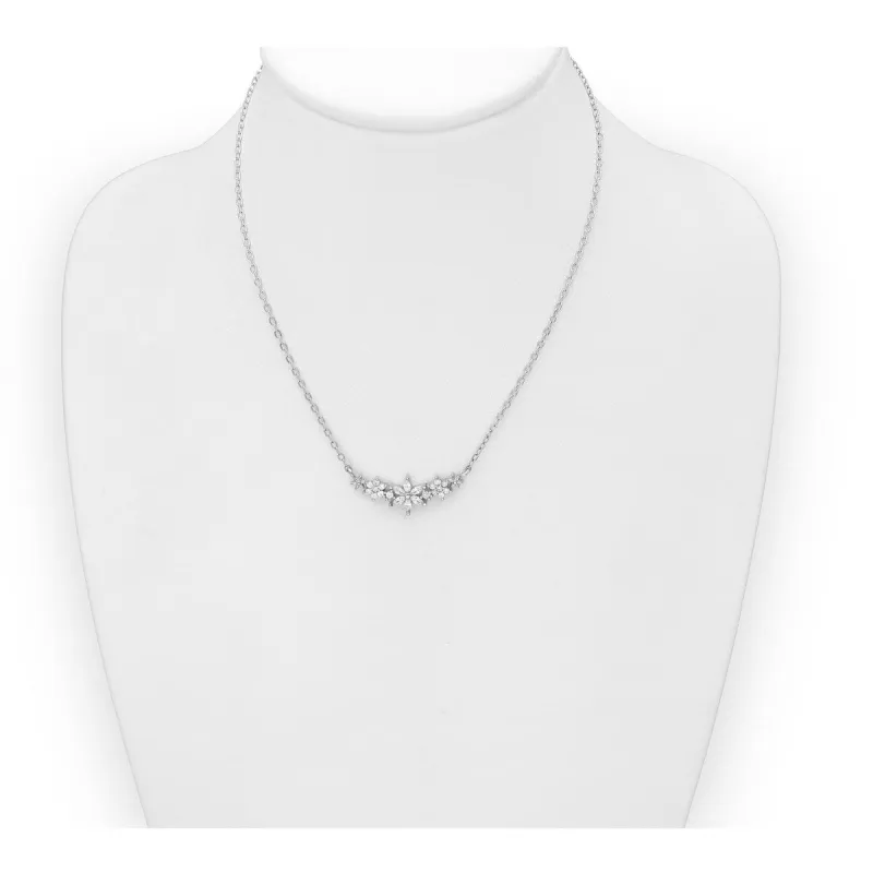 Sterling Silver Cubic Zirconia Floral Necklace sold by Zulily