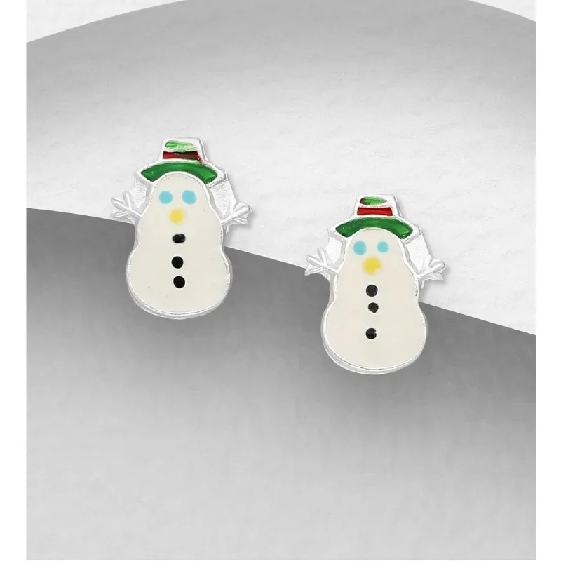 Sterling Silver White Snowman Stud Earrings sold by Zulily