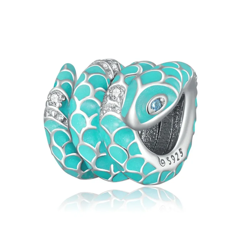 Turquoise Cubic Zirconia & Sterling Silver Coiled Snake Charm sold by Zulily