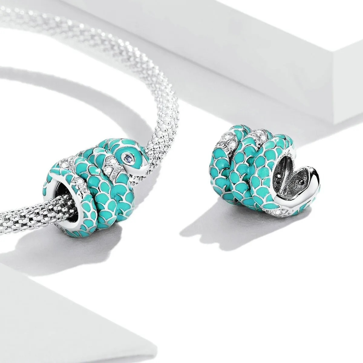Turquoise Cubic Zirconia & Sterling Silver Coiled Snake Charm sold by Zulily product image thumbnail 3